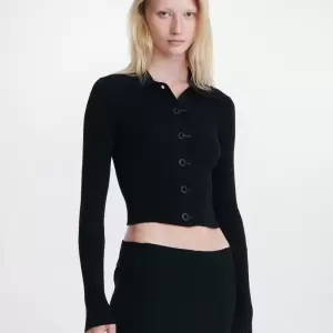 GRADIENT RIB CARDIGAN - BLACK