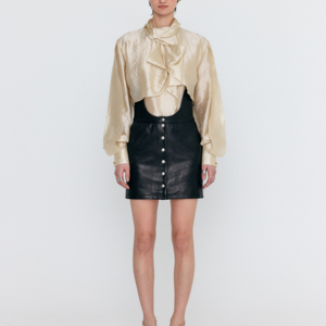 WEBRINA Corset High-Rise Leather Mini Skirt - Black