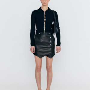 WERO Buttoned Leather Mini Skirt - Black