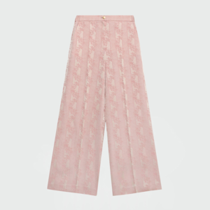 WENEZ Patterned Jacquared Wide Pants - Nude Pink