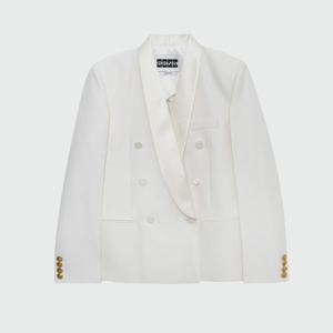 WELL Double-Breasted Tuxedo Blazer - Ivory