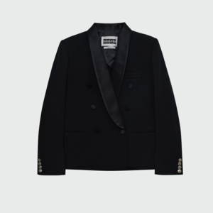 WELL Double-Breasted Tuxedo Blazer - Black 