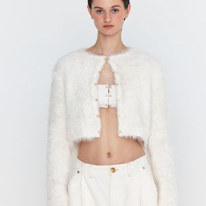 WOEBE Hairy Knit Cardigan - Ivory
