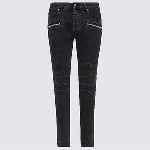 Zip Detail Slim Biker Denim