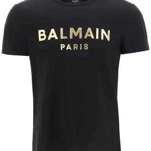 GOLD-TONE LOGO PRINT T-SHIRT BALMAIN