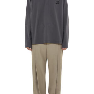 Gray Cotton Backlogo Long Sleeve T-shirt