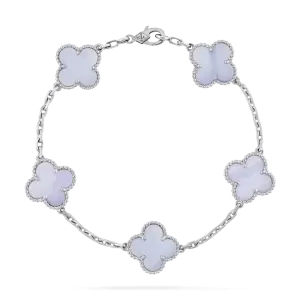 Vintage Alhambra bracelet, 5 motifs White Gold