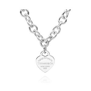 Heart Tag Chain Link Silver Necklace