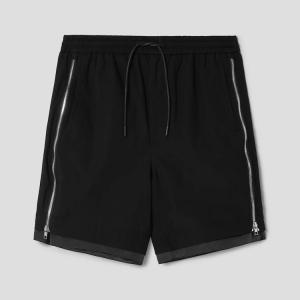 Cotton Side Zipper Short Pants - Black