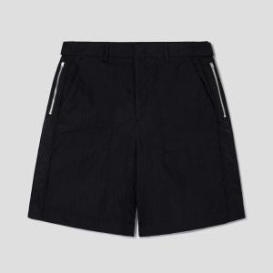 Side Seam Zipper Detail Formal Short Pants - Black