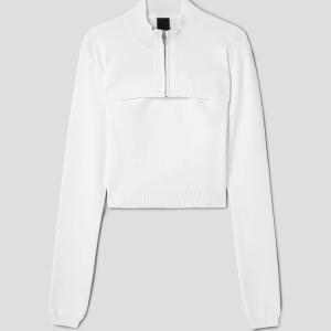 Rayon Blend Half Turtleneck Crop Cardigan & Tube Top - White