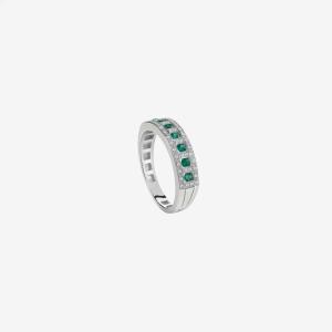 Damiani Belle Epoque Diamonds Emerald Ring White Gold