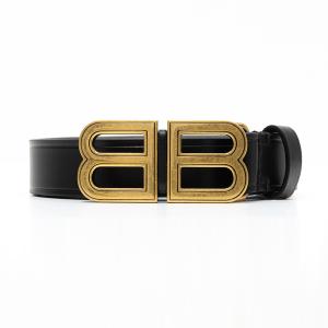 (W) Balenciaga BB Hourglass Thin Belt Black