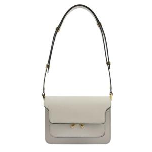 Women's Mini Saffiano Leather Trunk Shoulder Bag - Light Gray 