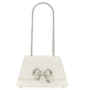 Diamond-quilted leather mini-bow bag
