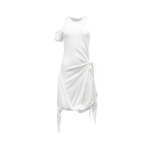 ASYMMETRIC DRAPING DRESS WHITE 