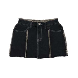 denim line play skirt (black)