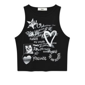 Youth Letter Sleeveless Black