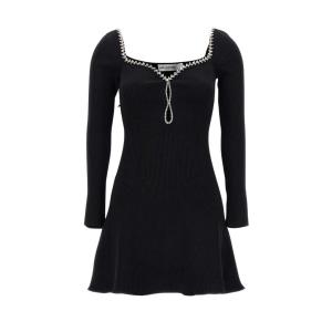 Black Knit Diamante Mini Dress