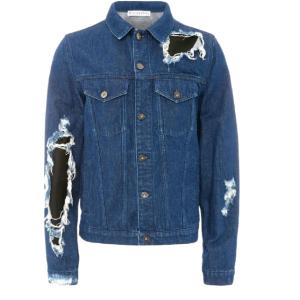 Mix distressed denim jacket
