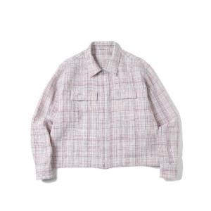 Linen silk check pattern jacket