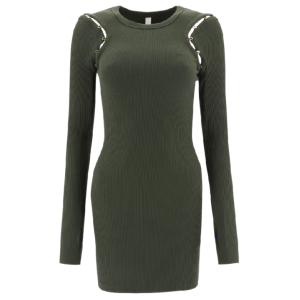 Hook detail rib knit dress