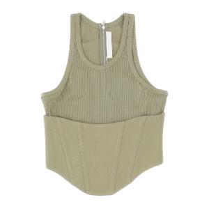 Corset-embellished cotton tank top