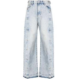 Button slit denim pants