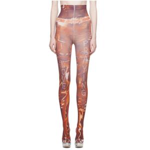 Orange Trompe L'Eil Stockings Multi