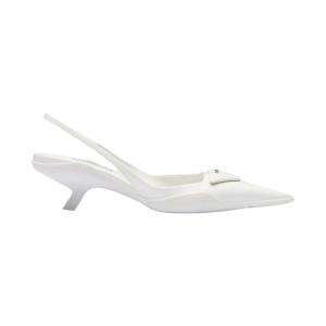 Brushed leather slingback pumps - white