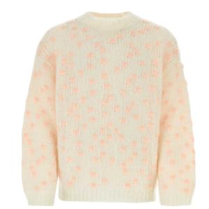 Dot-embellished mohair knit top