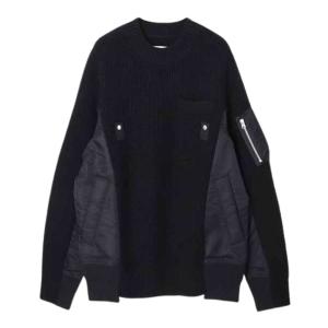 Nylon Twill x Wool Knit Pullover