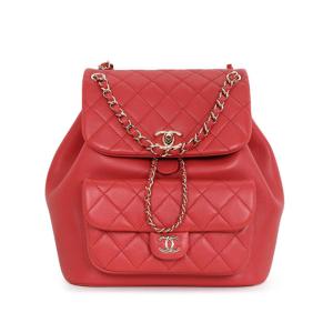 Chanel Coral Red Duma Quilted Backpack AS3618