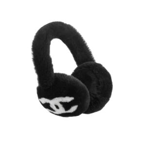 Chanel Earmuffs Shearling Lambskin Black White